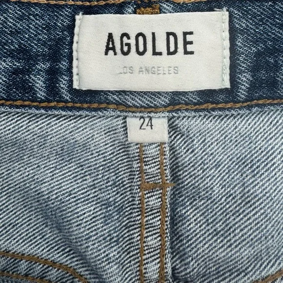 AGOLDE 90's Pinch Waist High Rise Straight Jeans in Navigate Size 24 Button Fly - Picture 13 of 16